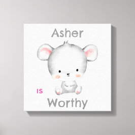 Gepersonaliseerde Kinder Affirmatie Deco | grijze  Canvas Afdruk