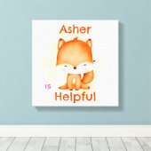 Gepersonaliseerde Kinder affirmatie Deco | Oranje Canvas Afdruk (Insitu (Houten vloer))