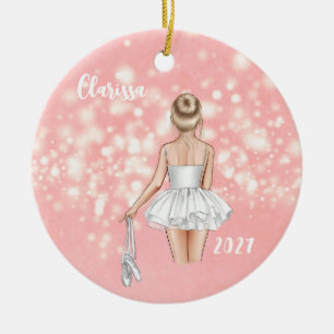 Gepersonaliseerde Kinder Ballerina Kerstversiering Keramisch Ornament