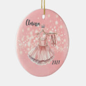 Gepersonaliseerde Kinder Ballerina Kerstversiering Keramisch Ornament (Rechts)