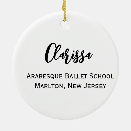 Gepersonaliseerde Kinder Ballet Tutu Kerstversieri Keramisch Ornament (Achterkant)