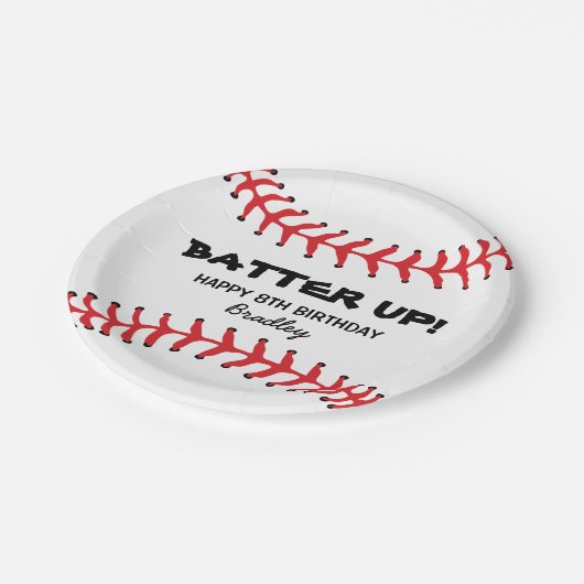 GEPERSONALISEERDE KINDER BASEBALL BIRTHDAY-BORDEN PAPIEREN BORDJE (Gekanteld)