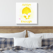 Gepersonaliseerde Kinder bevestiging | Genoeg gele Canvas Afdruk (Insitu (Slaapkamer))