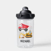 Gepersonaliseerde Kinder bouwgraafmachine Waterfles (Achterkant)