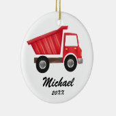 Gepersonaliseerde Kinder Bouwwagen ,Dump Truck Keramisch Ornament (Rechts)