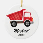 Gepersonaliseerde Kinder Bouwwagen ,Dump Truck Keramisch Ornament (Voorkant)