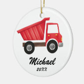 Gepersonaliseerde Kinder Bouwwagen ,Dump Truck Keramisch Ornament (Links)