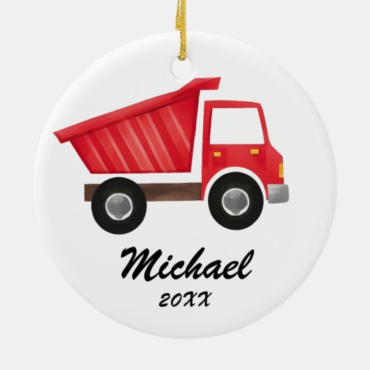 Gepersonaliseerde Kinder Bouwwagen ,Dump Truck Keramisch Ornament (Achterkant)