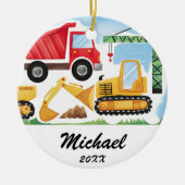 Gepersonaliseerde Kinder Bouwwagen ,Dump Truck Keramisch Ornament (Voorkant)