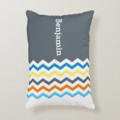 Gepersonaliseerde Kinder Chevron Grey Blue Oranje  Accent Kussen (Voorkant(Verticaal))