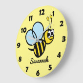Gepersonaliseerde Kinder Cute Bee Yellow Bumblebee Grote Klok (Hoek)