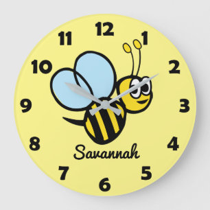 Gepersonaliseerde Kinder Cute Bee Yellow Bumblebee Grote Klok