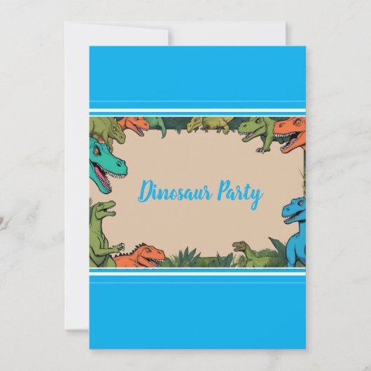 Gepersonaliseerde Kinder Dinosaur Party Uitnodigin Kaart (Voorkant)