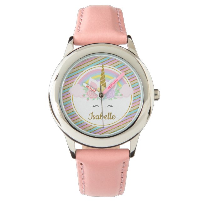 Gepersonaliseerde Kinder eenhoorn horloge (Voorkant)