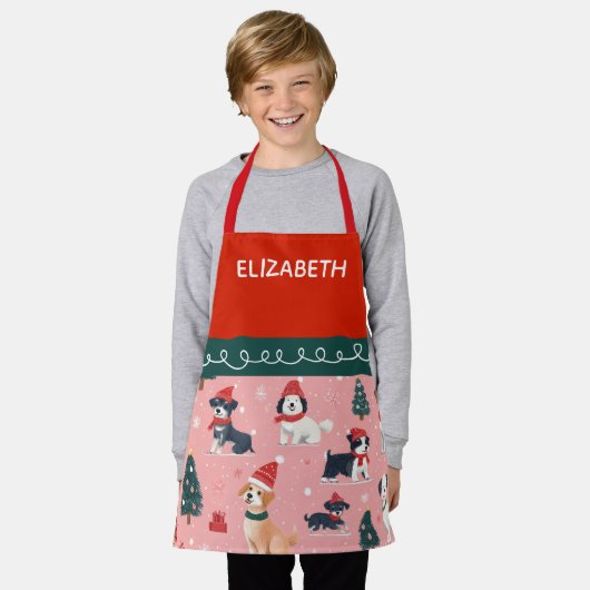 Gepersonaliseerde Kinder feestelijke kerstbakken Schort (Gedragen)