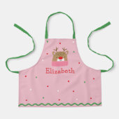 Gepersonaliseerde Kinder feestelijke rendierkerst Schort (Voorkant)