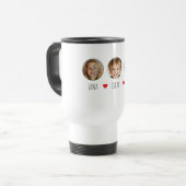 Gepersonaliseerde Kinder foto met namen en harten Reisbeker (Voorkant links)