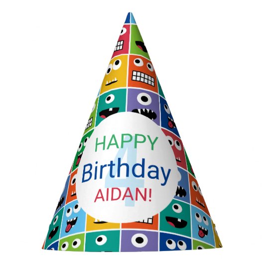 Gepersonaliseerde Kinder geboortedag van Monster P Feesthoedjes (Voorkant)