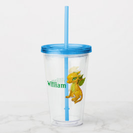 Gepersonaliseerde Kinder gele draak Acrylknol Tumb Acryl Drinkbeker
