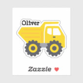 Gepersonaliseerde Kinder gele dump truck Stickers (Vel)