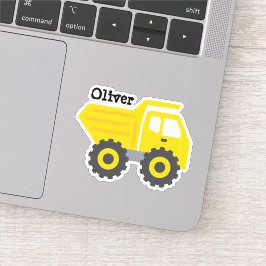 Gepersonaliseerde Kinder gele dump truck Stickers