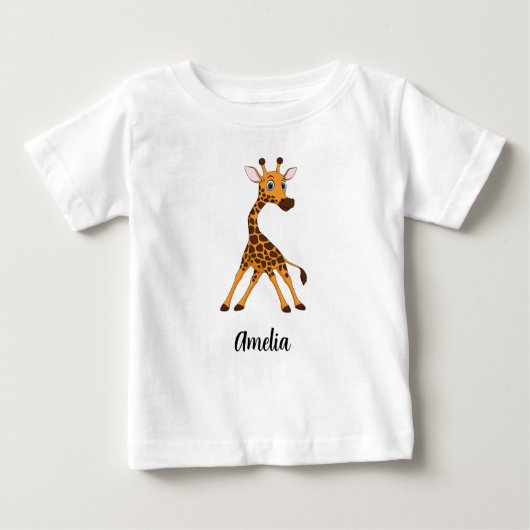 Gepersonaliseerde Kinder Giraffe Girls Baby T-Shir (Voorkant)