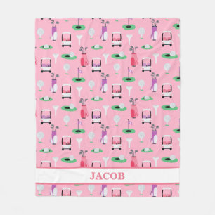 Gepersonaliseerde Kinder Golfer Golfcart Golfsport Fleece Deken