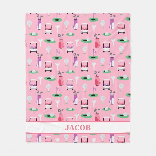 Gepersonaliseerde Kinder Golfer Golfcart Golfsport Fleece Deken (Voorkant)