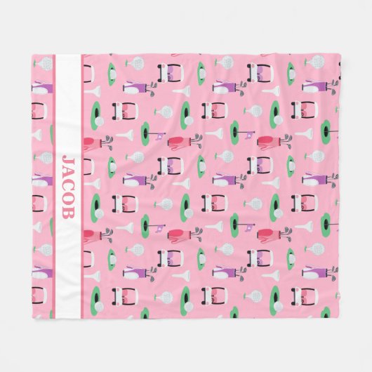 Gepersonaliseerde Kinder Golfer Golfcart Golfsport Fleece Deken (Voorkant (Horizontaal))