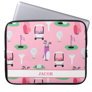 Gepersonaliseerde Kinder Golfer Golfcart Golfsport Laptop Sleeve