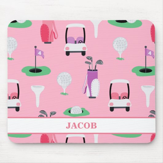 Gepersonaliseerde Kinder Golfer Golfcart Golfsport Muismat (Voorkant)