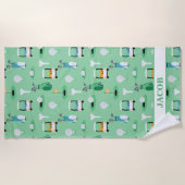 Gepersonaliseerde Kinder Golfer Golfcart Golfsport Strandlaken (Voorkant)