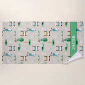 Gepersonaliseerde Kinder Golfer Golfcart Golfsport Strandlaken (Voorkant)