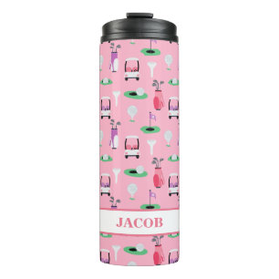 Gepersonaliseerde Kinder Golfer Golfcart Golfsport Thermosbeker