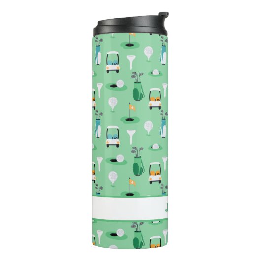 Gepersonaliseerde Kinder Golfer Golfcart Golfsport Thermosbeker (Gedraaid links)