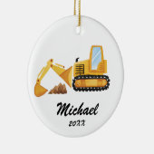 Gepersonaliseerde Kinder graafmachine bouwtruck Keramisch Ornament (Rechts)