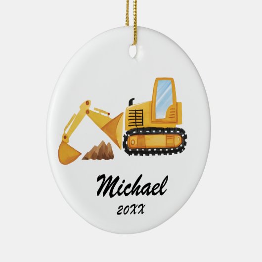 Gepersonaliseerde Kinder graafmachine bouwtruck Keramisch Ornament (Rechts)