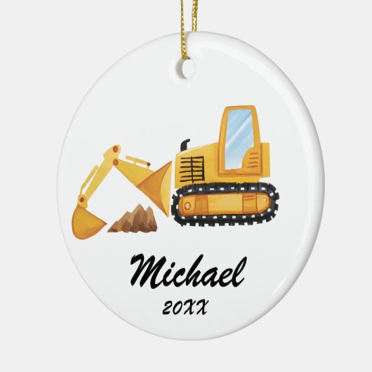 Gepersonaliseerde Kinder graafmachine bouwtruck Keramisch Ornament (Links)