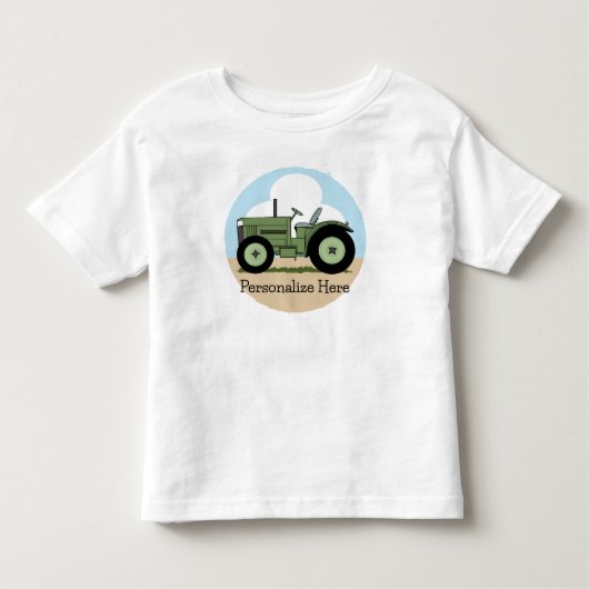 Gepersonaliseerde Kinder Groene Boerderij Tractor Kinder Shirts (Voorkant)