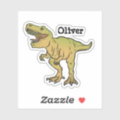 Gepersonaliseerde Kinder groene T-REX dinosaurus S Sticker (Vel)