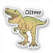 Gepersonaliseerde Kinder groene T-REX dinosaurus S Sticker (Voorkant)