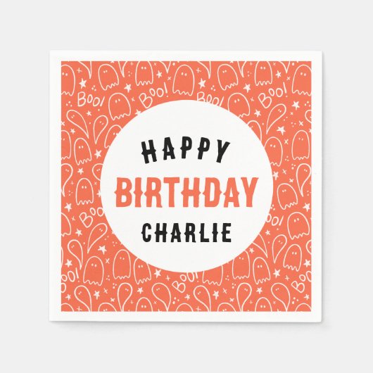 Gepersonaliseerde Kinder Halloween verjaardagsfees Servet (Voorkant)
