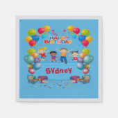 Gepersonaliseerde Kinder Happy Birthday Cocktail s Servet (Voorkant)