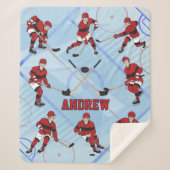 Gepersonaliseerde kinder ijshockeyspeler sherpa deken (Voorkant)