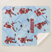 Gepersonaliseerde kinder ijshockeyspeler sherpa deken (Voorkant (horizontaal))