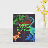 Gepersonaliseerde Kinder Jurassic Dino Dino Dinosa Kaart (Gele Bloem)