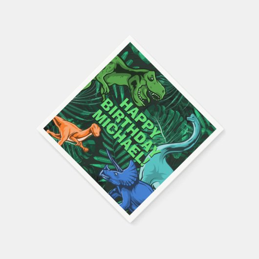Gepersonaliseerde Kinder Jurassic Dino Dino Dinosa Servet (Hoek)