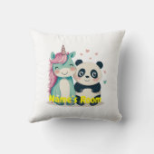 Gepersonaliseerde Kinder kamer met eenhoorn en pan Kussen (Achterkant)