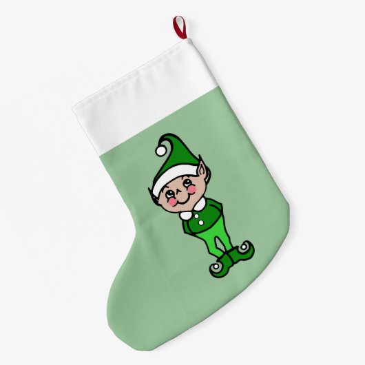 Gepersonaliseerde Kinder Kerst Elf Stocking Grote Kerstsok (Achterkant (Hangend))
