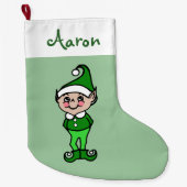 Gepersonaliseerde Kinder Kerst Elf Stocking Grote Kerstsok (Voorkant)